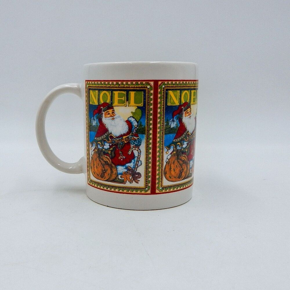 World Bazaars Inc. Christmas Noel Postage Stamp Santa Coffee Tea Mug Cup